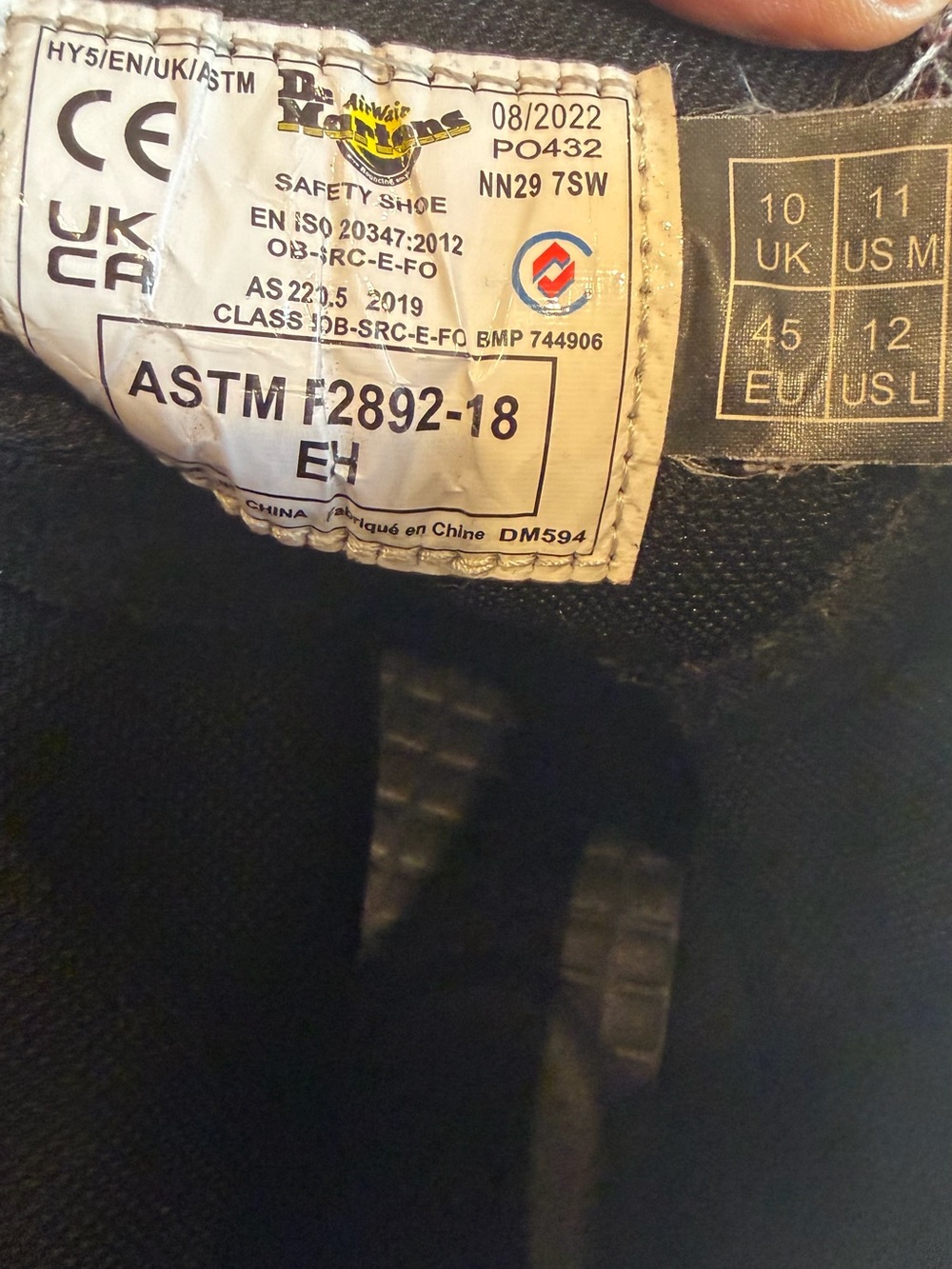 Dr. Martens Black Leather Lace-Up Work Boots with Yellow Stitching - Picture 5 of 5